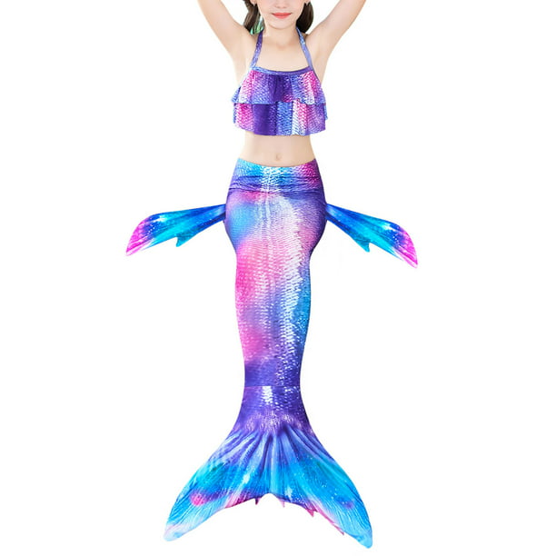 New Girls 3 Pcs Bikini Swimwear Swimsuit Mermaid Tail Costume Pool Party Bikini